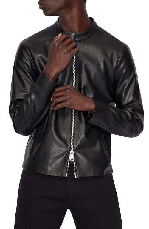 Faux Leather Moto Jacket in Black