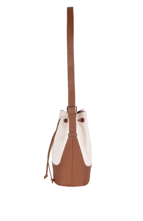 Shop Hyer Goods Canvas And Upcycled Leather Everyday Cinch Bucket Bag In Natural