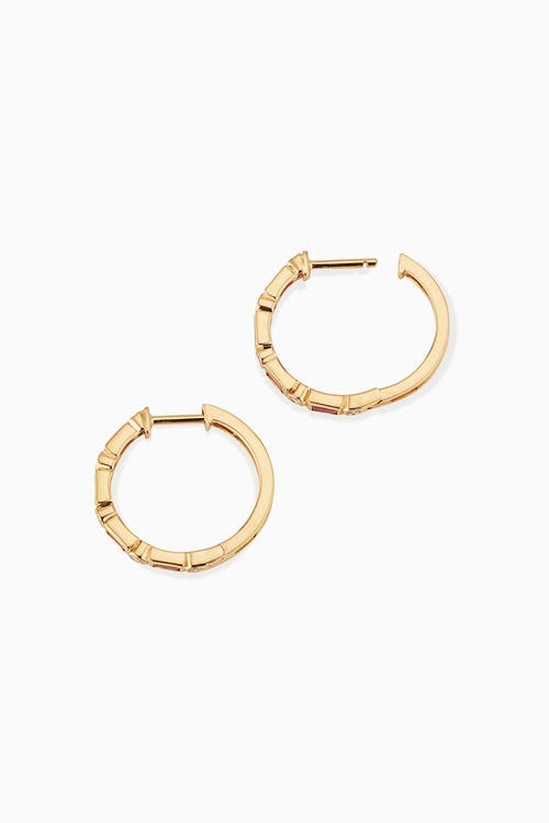 Oradina 14k Gold Crown Jewels Hoops In Gold - Red Ruby