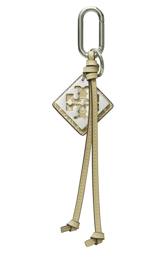 Shop Tory Burch T Monogram Logo Key Ring In Olive Sprig / New Ivory