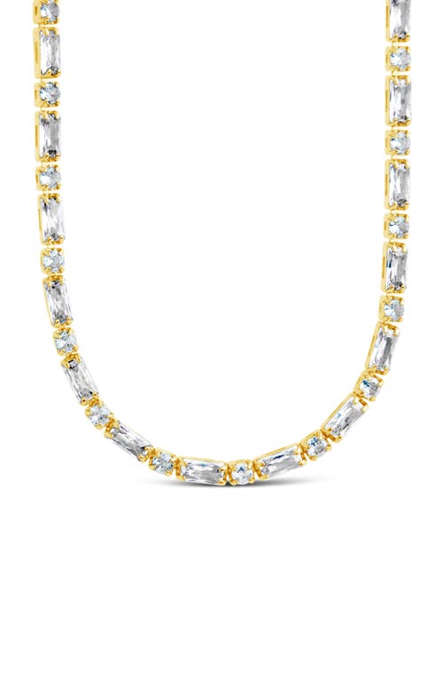 Sterling Forever Georgia Cubic Zirconia Tennis Necklace In Gold