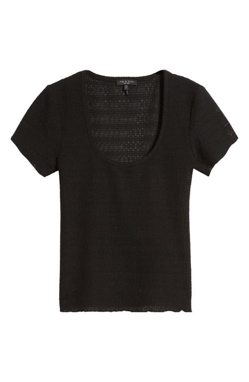 Shop Rag & Bone Julia Textured Scoop Neck T-shirt In Black