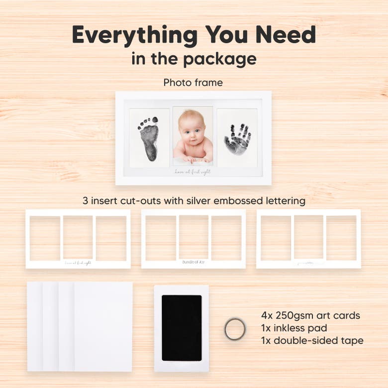 Shop Keababies Duo Clean Touch Inkless Hand & Footprint Frame Kit In Alpine White