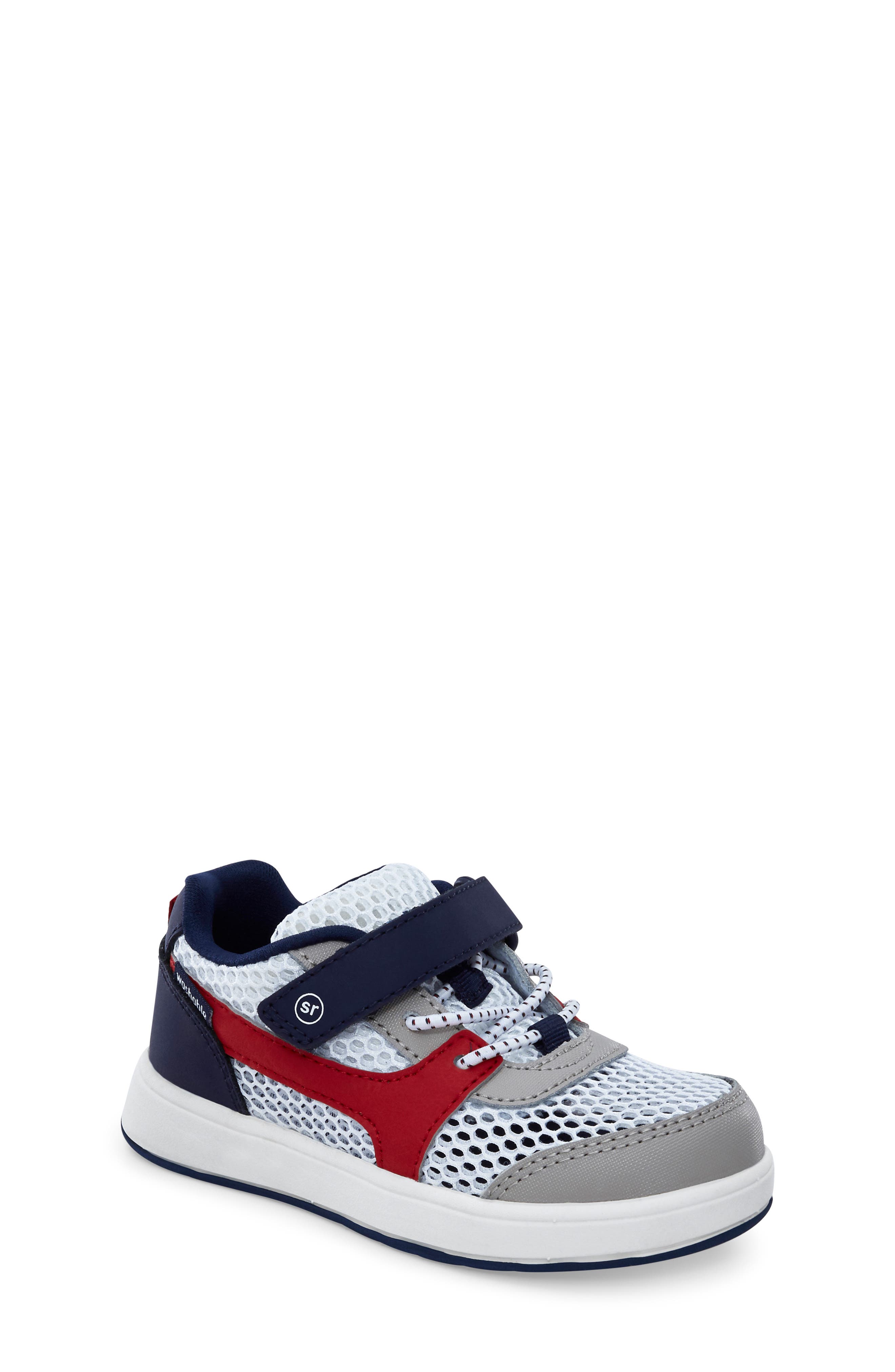 Stride Rite Calyx H&L Athletic Sneaker White/Navy/Silver Boys Shoes 