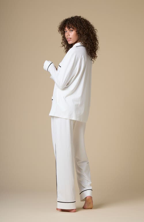 Kip. Kip Luxe Stretch Cotton Pajama Set In Pearl