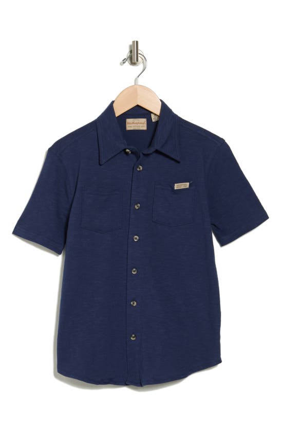 Shop Weatherproof ® Kids' Cotton Button-up Shirt In Navy