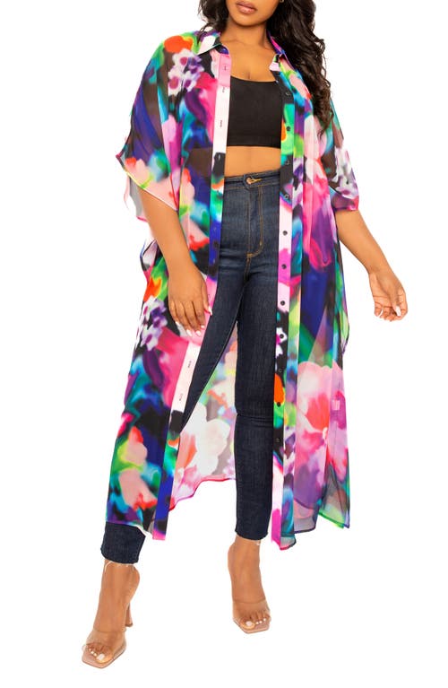 Shop Buxom Couture Print Cover-up Shirtdress In Pink Multi