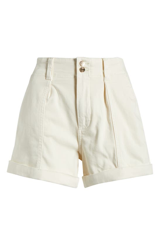 Shop Paige Brooklyn High Waist Cuff Cotton Blend Shorts In Quartz Sand