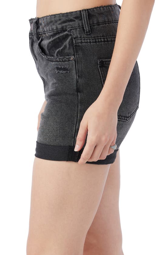 Shop O'neill Katrina Roll Cuff Denim Shorts In Washed Black