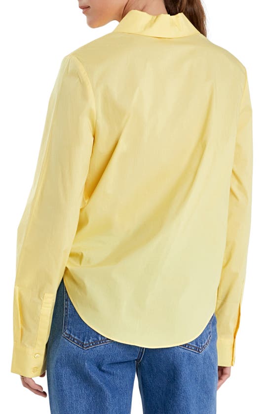Shop English Factory Accent Collar Poplin Shirt In Creamy Yellow