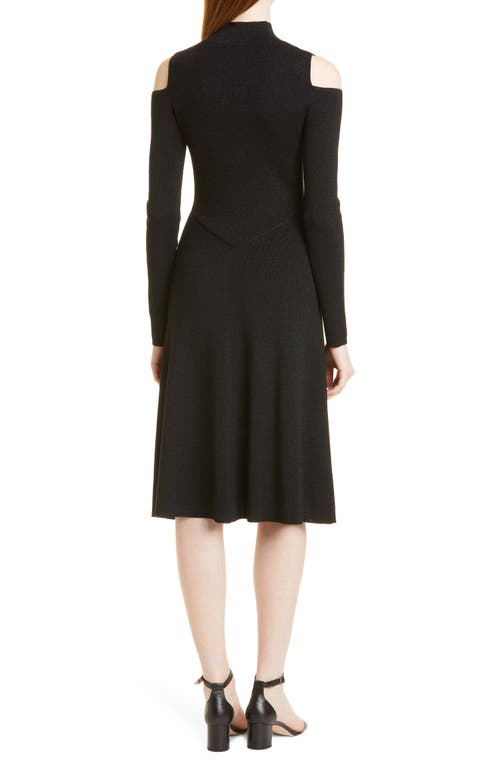 Shop Hugo Boss Frikka Cold Shoulder Wool Blend Dress In Black