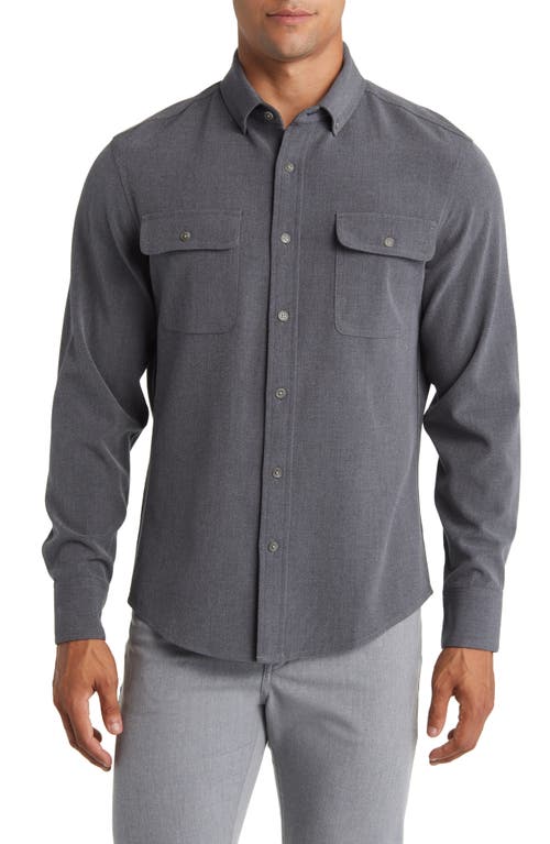 Mizzen+Main City Trim Fit Stretch Flannel Button-Down Shirt in Gray