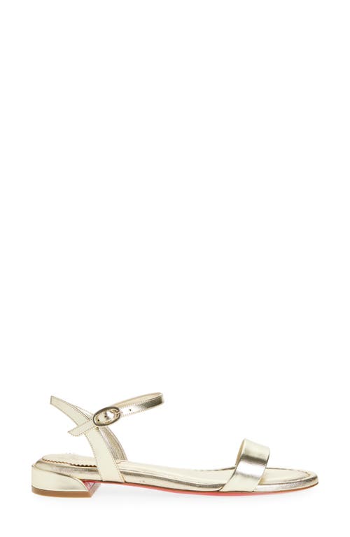 Christian Louboutin Sweet Jane Red Sole Ankle-strap Sandals In Platine/lin Platine