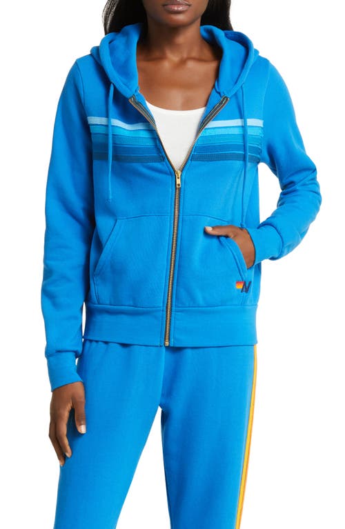 Aviator Nation 5-stripe Zip Hoodie In Blue/blue Stripe