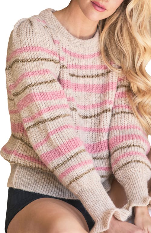 Btb Los Angeles Bailey Stripe Sweater In Rose Stripe