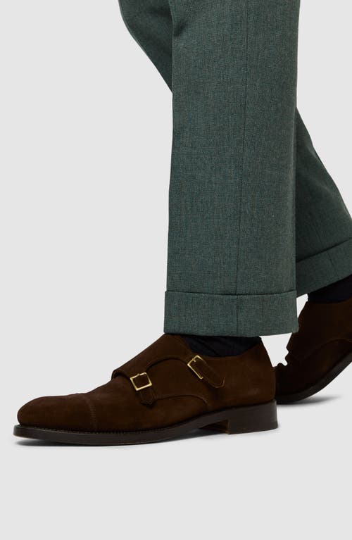 Shop Sid Mashburn Wool Straight Leg Dress Pants In Meadow Hopsack