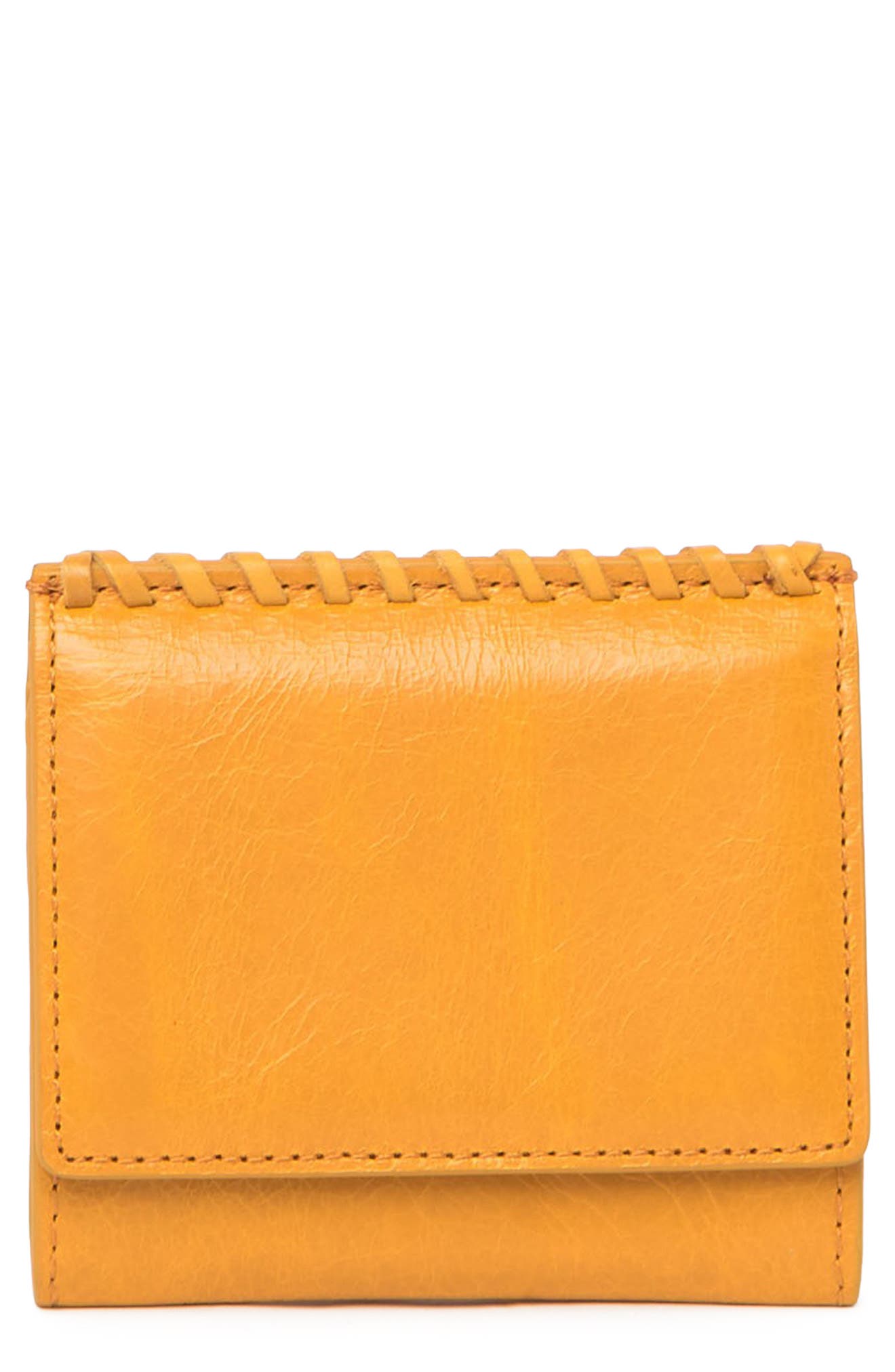 Hobo Stitch Woven Leather Bifold Wallet In Gold3