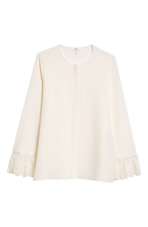 CHLOÉ CHLOÉ LACE CUFF SILK CRÊPE DE CHINE SHIRT