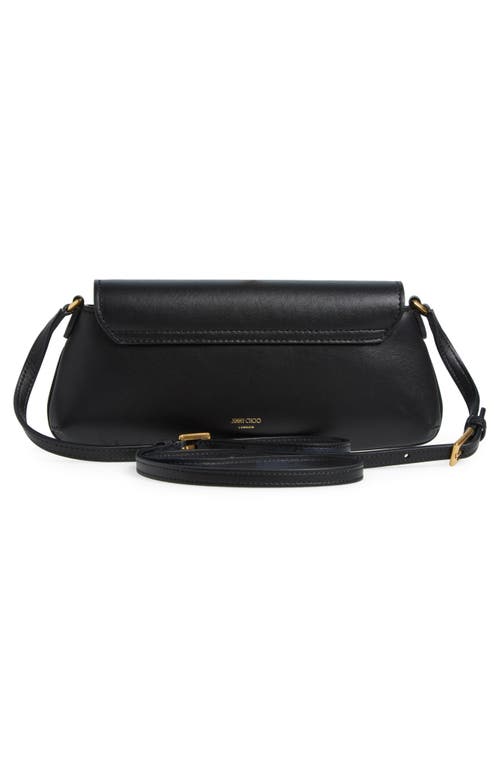 Shop Jimmy Choo Small Diamond Leather East/west Shoulder Bag In Black