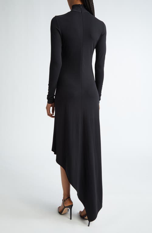 Michael Kors Handkerchief Hem Long Sleeve Knit Dress In Black