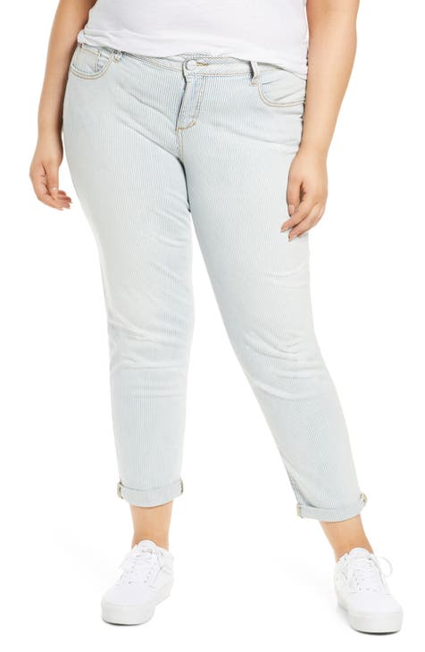 Microstripe Boyfriend Jeans (Lorraine) (Plus Size)