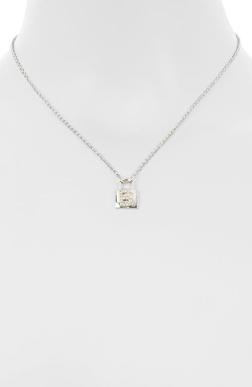 Meshmerise Diamond Padlock Initial Pendant Necklace In White-b