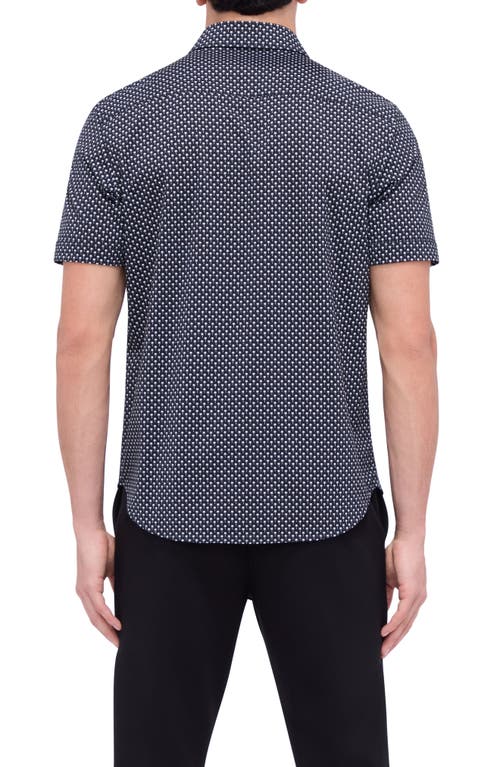 Shop Bugatchi Miles Ooohcotton® Palm Print Short Sleeve Button-up Shirt In Black