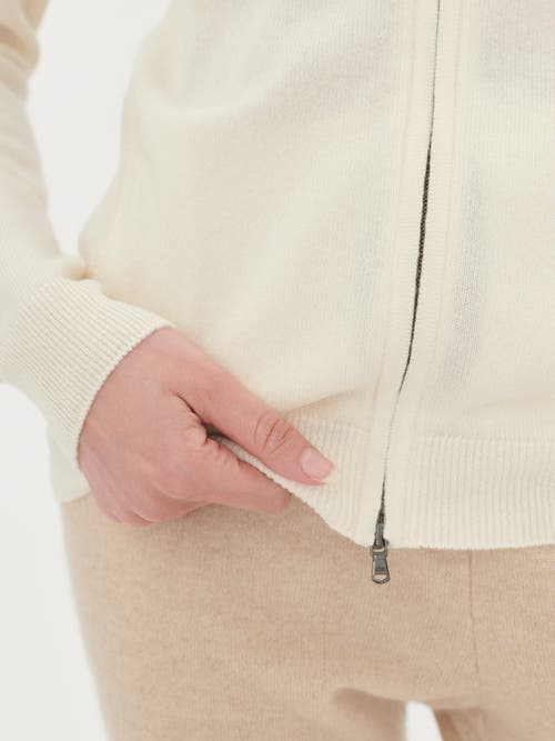 Shop Gobi Cashmere Full-zip Cashmere Cardigan In Marshmallow