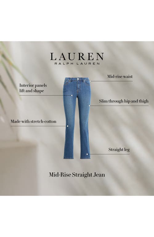 Ralph Lauren Lauren Mid Rise Straight Leg Jeans In Ocean Blue Wash Denim