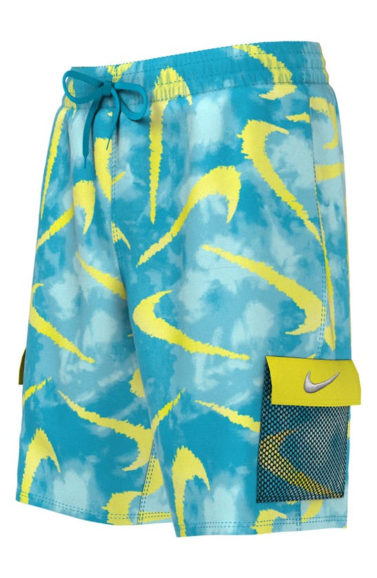 Nike Kids' 7" Print Volley Shorts In Blue Lightning