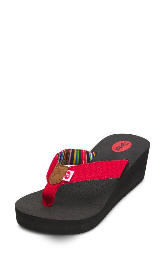 Floopi Comfort Sponge Wedge Sandal In Red
