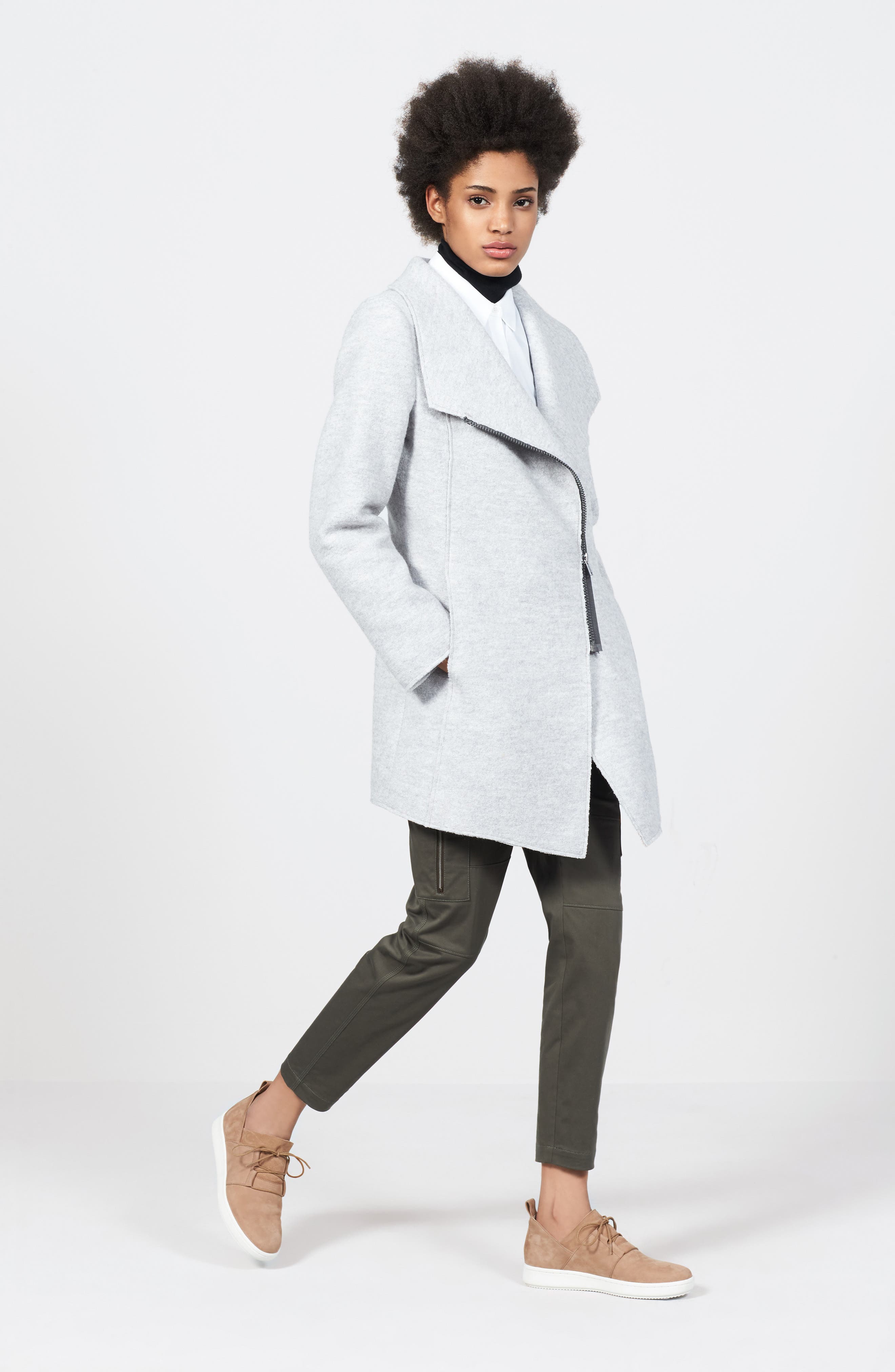halogen asymmetrical wool coat