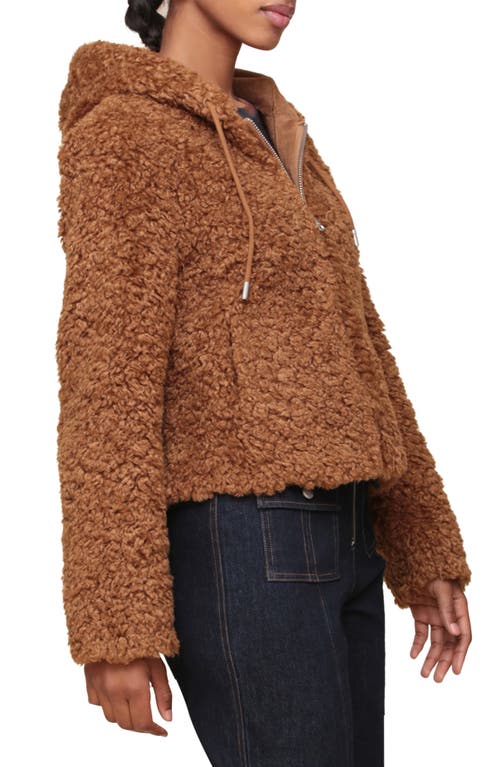 Shop Avec Les Filles Faux Fur Hooded Jacket In Brown