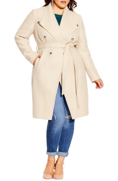 City Chic Belted Trench Coat in Buff