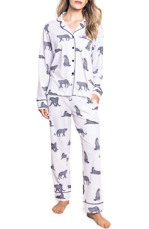 Petite Plume Panther Print Pajamas White at Nordstrom,