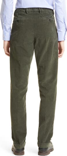 Thom Sweeney High Waist Cuff Hem Stretch Cotton Corduroy Pants