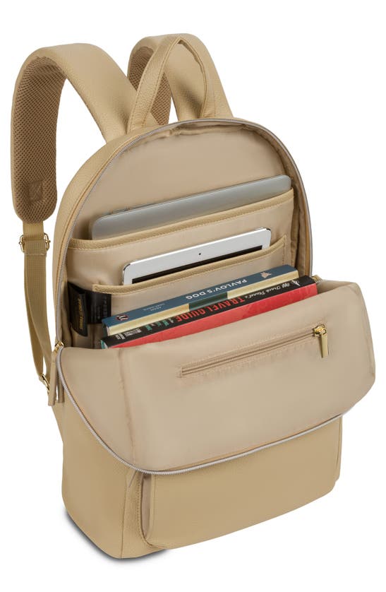 Shop Swissgear 9901 Faux Leather Laptop Backpack In Cream