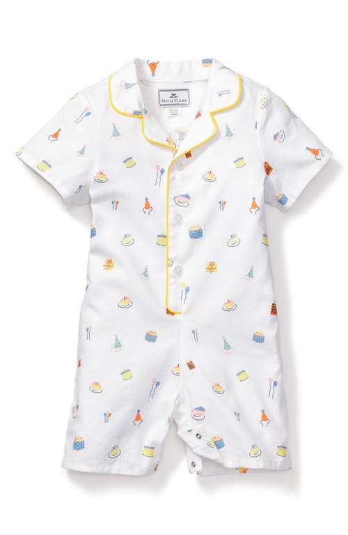 Petite Plume Birthday Wish One-Piece Short Pajamas White at Nordstrom,