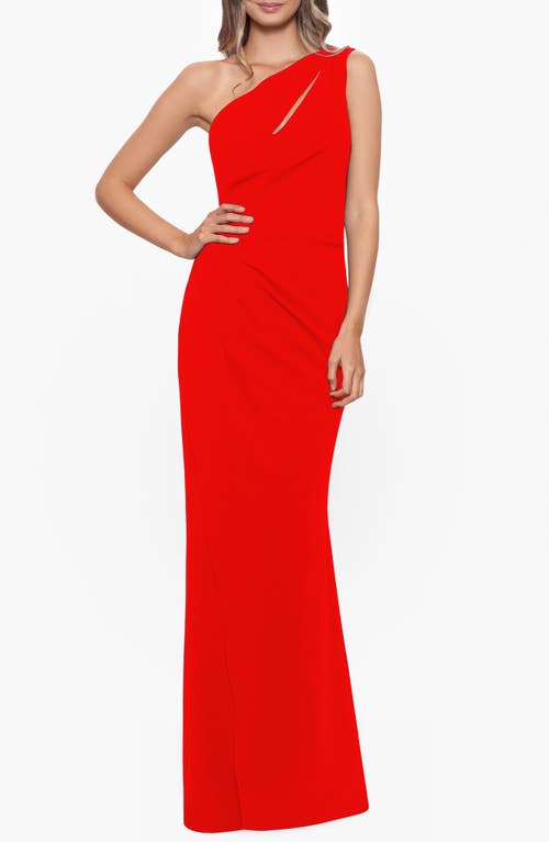 Betsy & Adam Cutout One-shoulder Gown In Red
