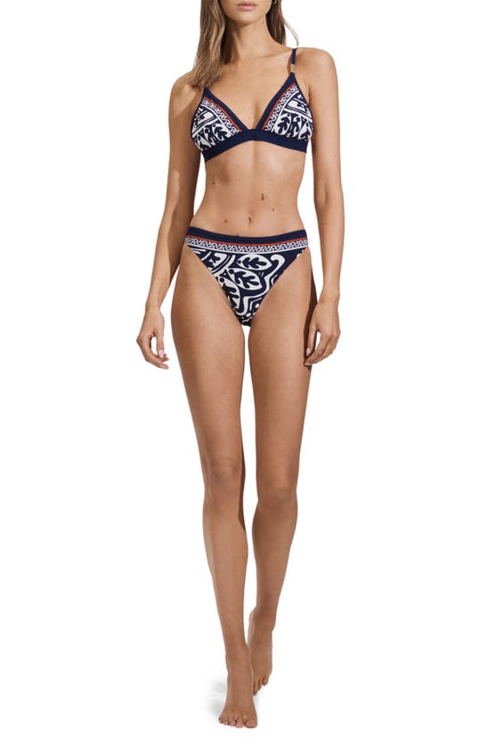 Shop Reiss Mia Triangle Bikini Top In Navy/ Red