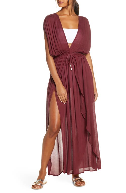 Elan Wrap Maxi Cover-Up Dress in Red 