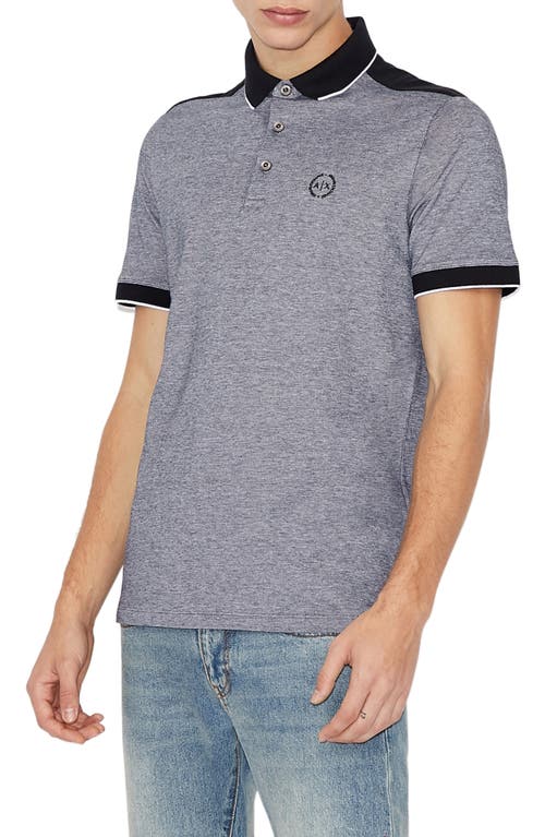 Heathered Piqué Polo in Heathered Navy