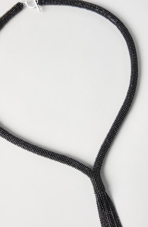 Shop Brunello Cucinelli Monili Tie Necklace In Black