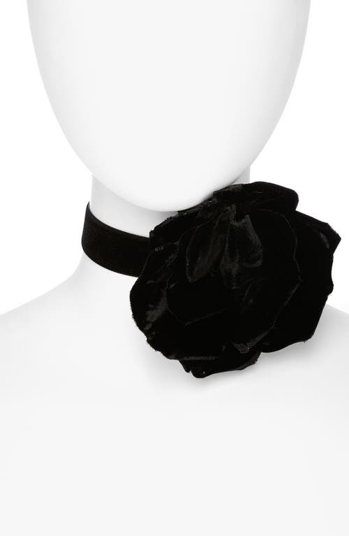 KAT AND CLARESE Silk Flower Choker in Black