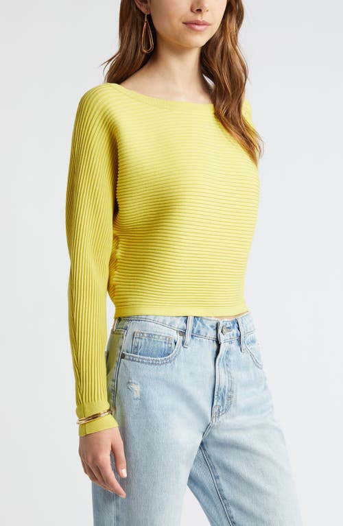 Shop Open Edit Luxe Sculpt Rib Dolman Sleeve Sweater In Yellow Celery