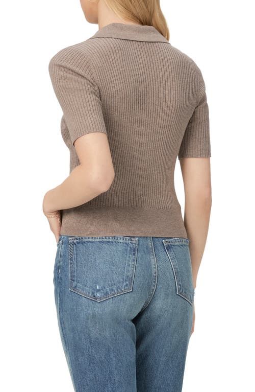 Shop Paige Lianne Short Sleeve Cotton Blend Polo Sweater In Pepper