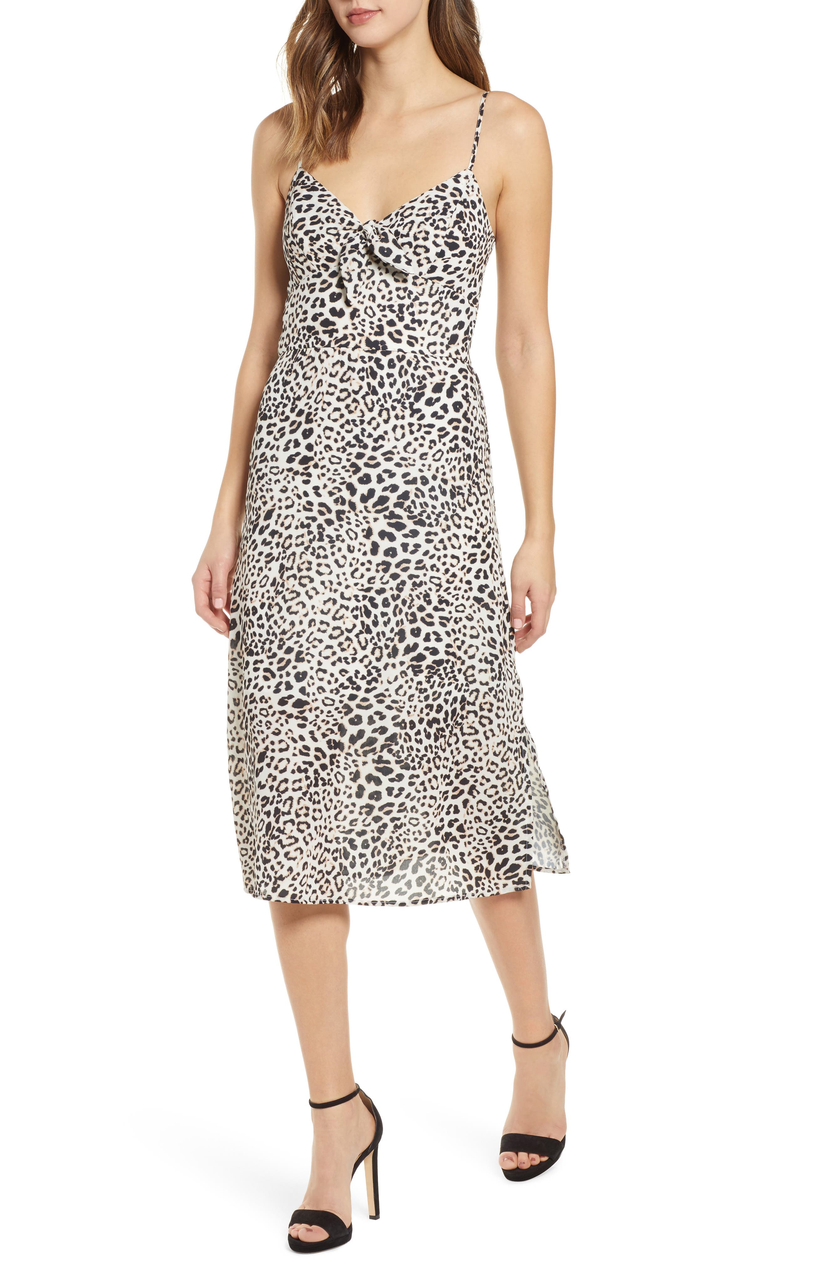 Row A Tie Front Midi Dress, Black