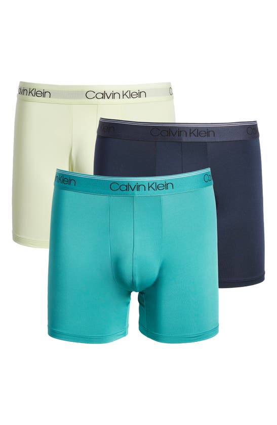 Calvin Klein 3-pack Low Rise Microfiber Stretch Boxer Briefs In 85y Cobalt Sapp