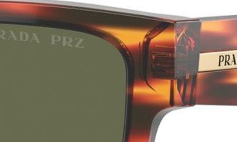 Prada 53mm Rectangular Polarized Sunglasses In Green/tort