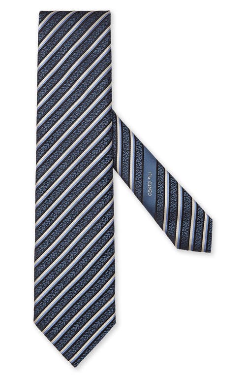 ZEGNA TIES Cento Fili Stripe Silk Tie in Teal at Nordstrom